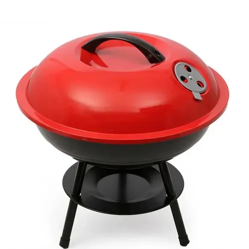 

High Quality Mini Barbecue Grill Folding Portable BBQ GrillIron Charcoal Durable Outdoor BBQ Grill Patio Camping Picnic, Red