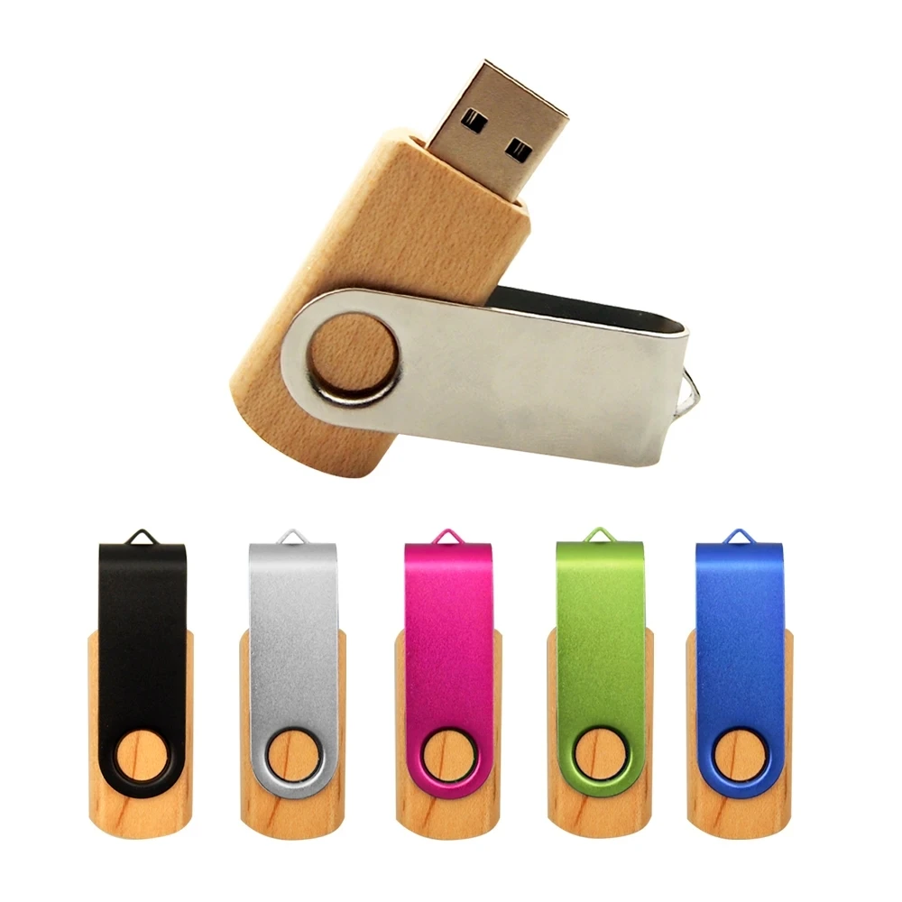 

Swivel Wooden USB Flash Drive 32GB 64GB 3.0 Memory Stick 16GB 8GB Metal Pendrive 4GB 2GB 1GB 2.0 Pen Drive with Custom Logo