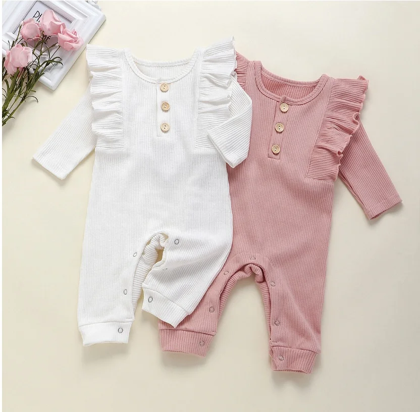 

Wholesales baby girls' rompers kids Sleeve jumpsuit Solid Color Cotton Clothing one piece jumpsuit Soft Summer Child Clothing