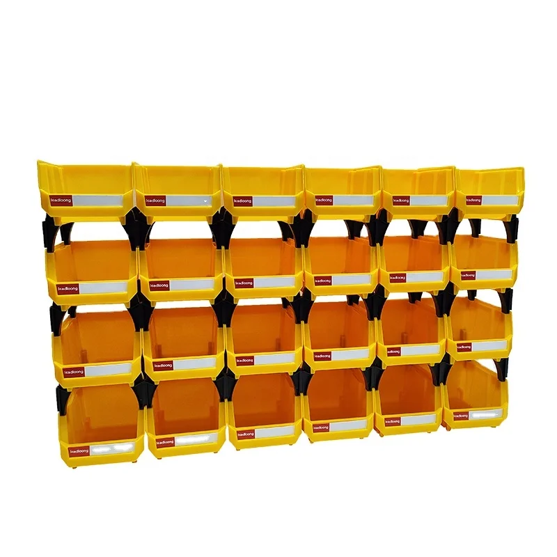 V1 Yellow 24PCS Cost-effective Foldable Laminated Plastic Parts Storage Box with Big Capacity for Garage Children's for Bricks
