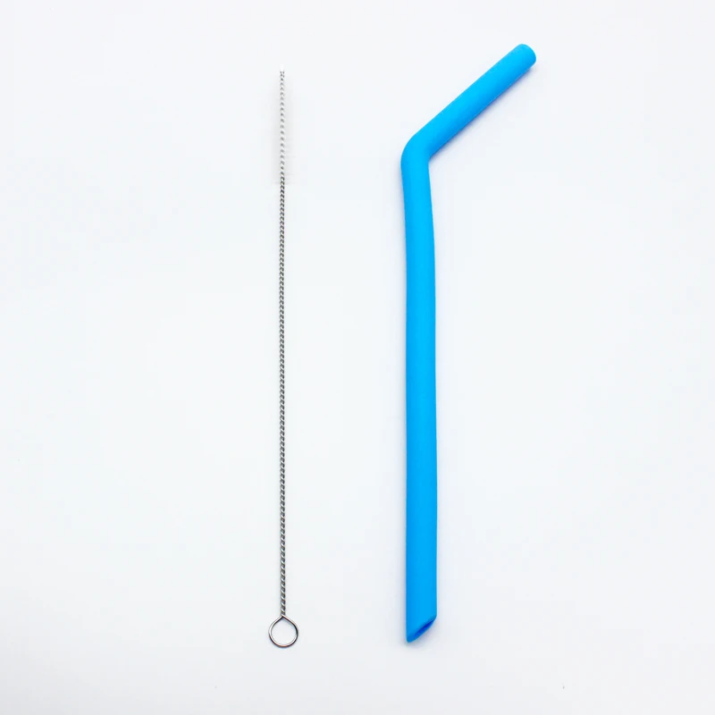 

Silisum Wholesale Reusable Kitchenware Drinking Juice silicon straw set Bent Thick Silicone Straws