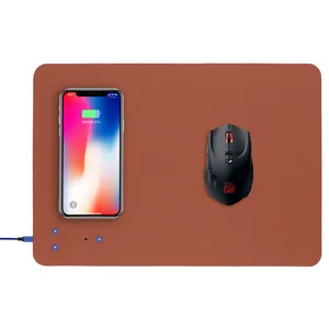 2 1 Leather Mouse Pad Wireless Fast Charger