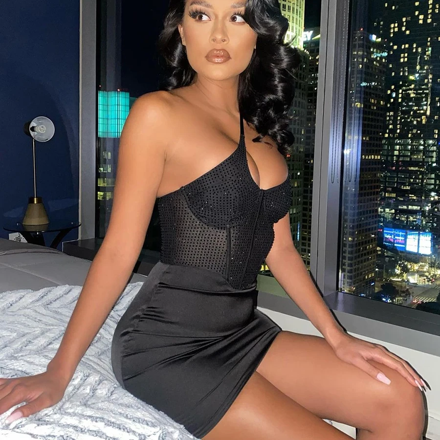 

2021 Spring Off Shoulder Patchwork Bodycon Vestidos Sexy Clubwear Skinny Women Mini Dress