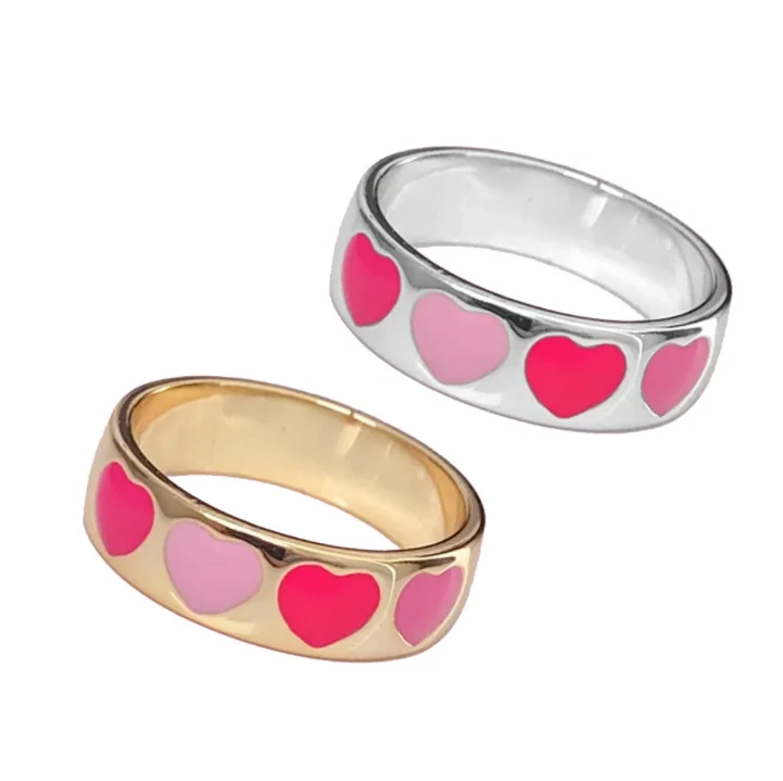 

Saturn alloy double - layer love oil green drop ring