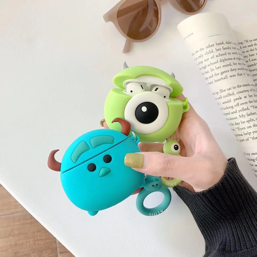 

Wholesale University Headphone Pack Cartoon Monsters headphone case wireless headphone silicone Air 2 pods Pro Cover, Green, blue