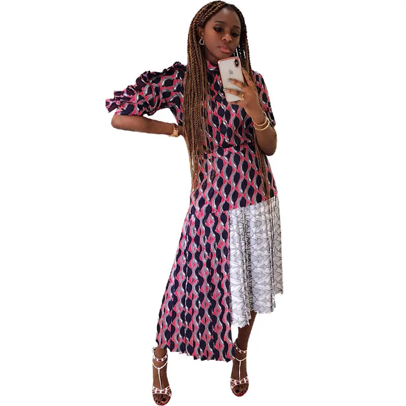 

LEXYZ-47 apparel clothing Casual Lace Pleated Maxi Dress