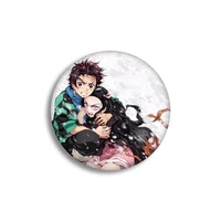 

Hot sell 5.8cm HD Pattern anime Demon Slayer Kimetsu no Yaiba Spring Pin Badge Brooch Pendant