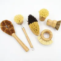 

Wholesale Price Private Custom Logo 100% Natural Degradable Bristle Sisal Eco Friendly Bamboo Kitchen Cleaning Brush