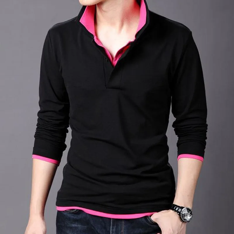 long sleeve polo t shirts with collar