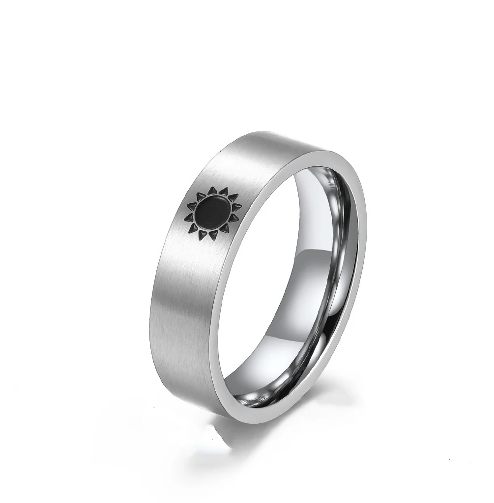 

New fashion couple jewelry stainless steel sun moon couple rings