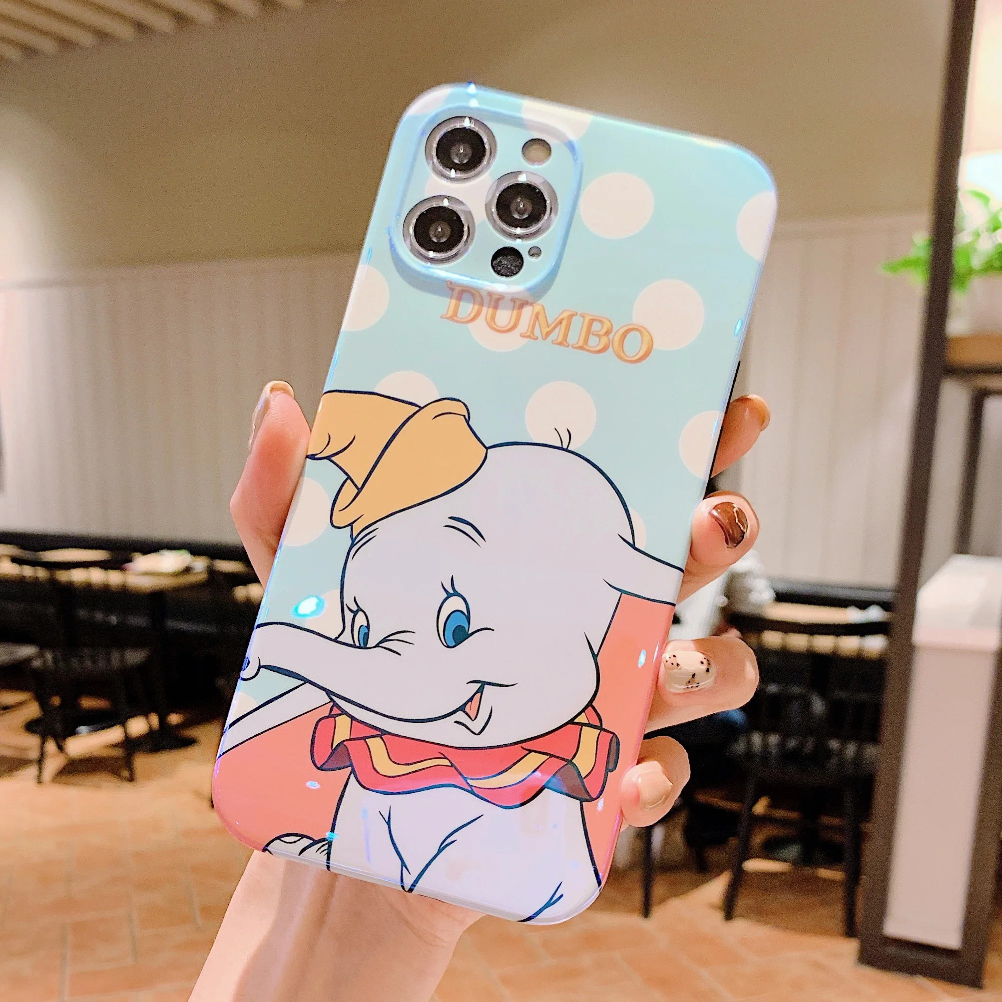 

New 2021 Anime Dot Dumbo Blue Light IMD Phone Case For iPhone 12 Pro Max 8 Plus XR XS Max 11 SE 2020 Back Cover Cartoon IMD Case