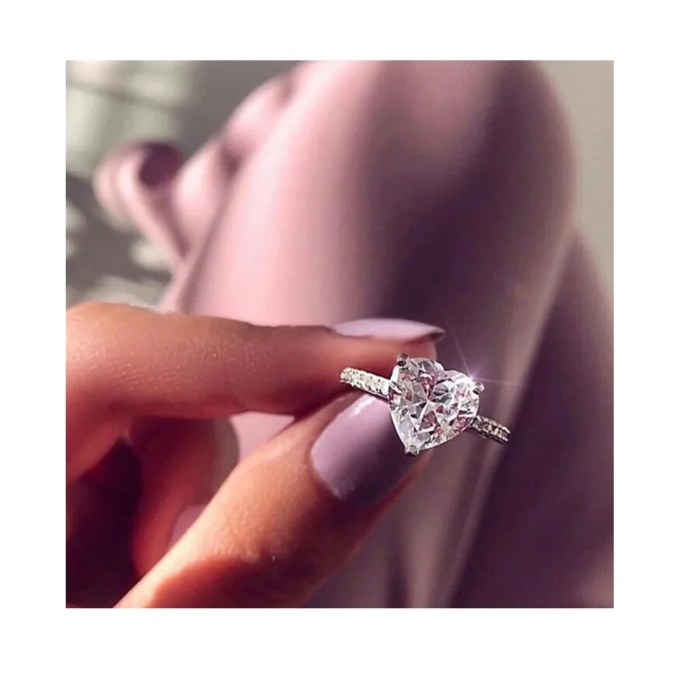 

Factory INS Fashion Zircon Heart Shaped Marriage Proposal Engagement Wedding Ring Bling Diamond Square Teardrop Rings Women