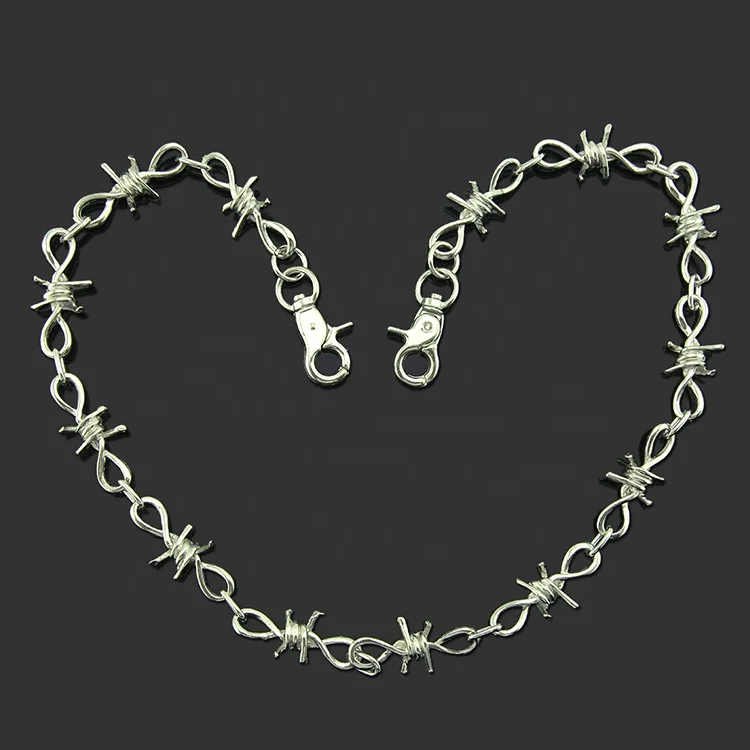

Newest Hiphop Cool Silver Thorns Punk Barbed Wire Necklace