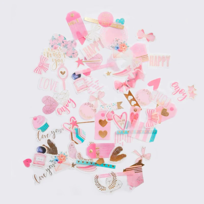 
Customization loose various shapes die cut paper Ephemera with foil for Scrapbook decoration 