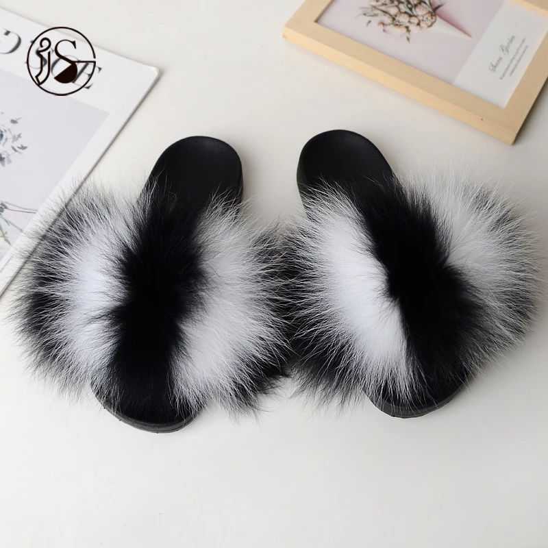 

2021 Custom Various Styles Furry slides Hot Sales designer real fur slippers wholesale Women slippers, Picture