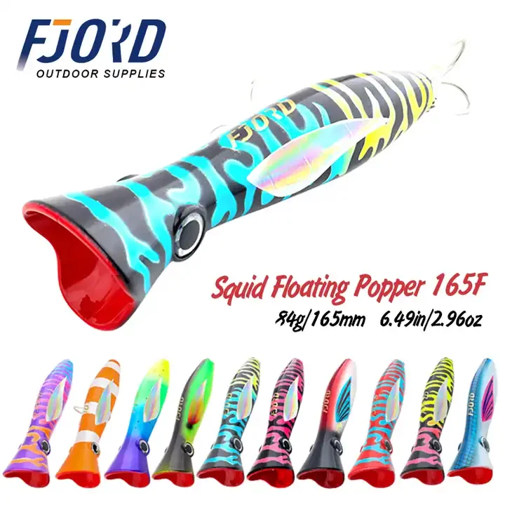 

FJORD New Squid Popper 84g 165mm Top Water Popper Lure Saltwater Fishing Lure Floating