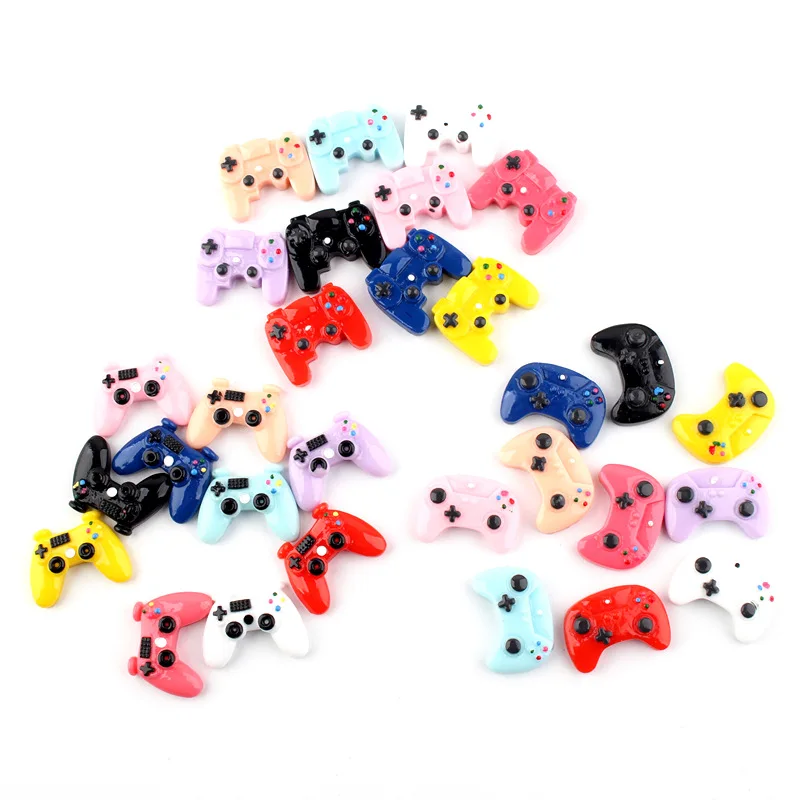 

100Pcs Simulation Game Controller Flatback Resin Cabochon Kawaii Charms For Phone Decor Parts DIY Hair Accessories Scrapbooking, Mixed color or single color