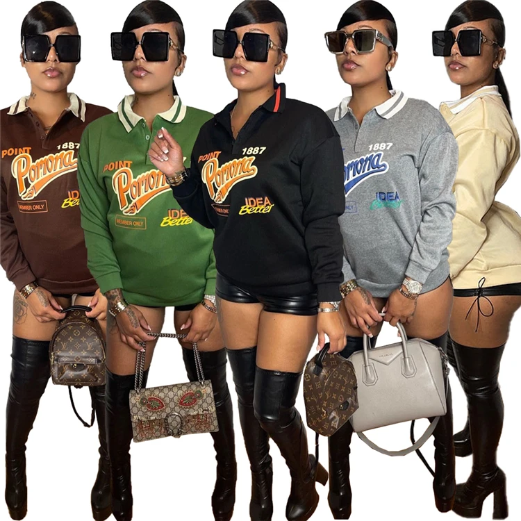 

Stylish Ladies Casual Tops Long Sleeve Letter Print Winter Women Loose T-shirt