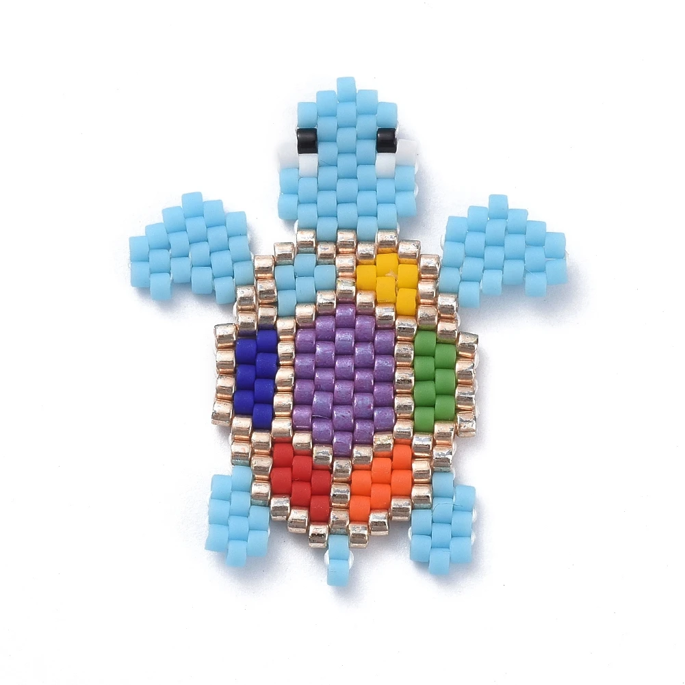 

PandaHall Tortoise Loom Pattern MIYUKI Japanese Seed Beads Handmade Pendants, Mixed color