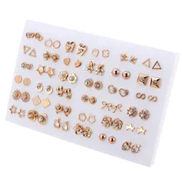 

36pair/set Mix Style Gold Silver Color Flower Stud Earring Set Crystal Star Heart Earrings For Women Girl Fashion Jewelry Gift