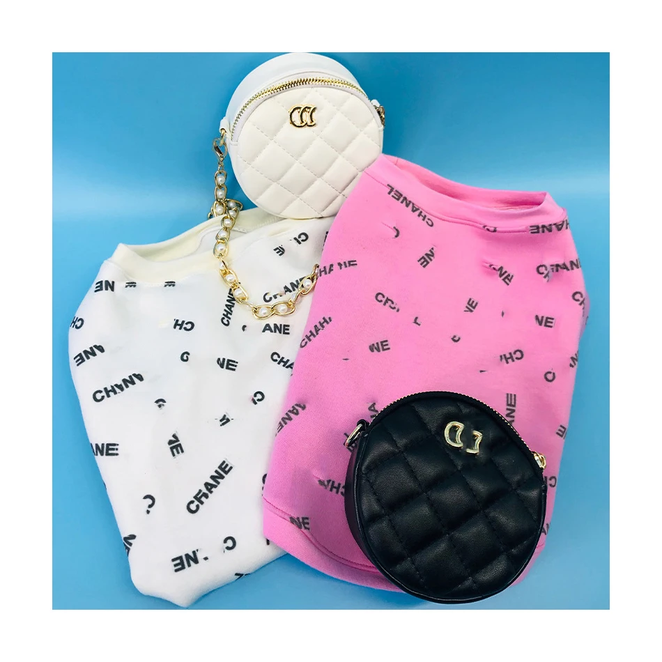 

Luxury designer logo Ladies style thin velvet cute fat dog pet clothes sweater