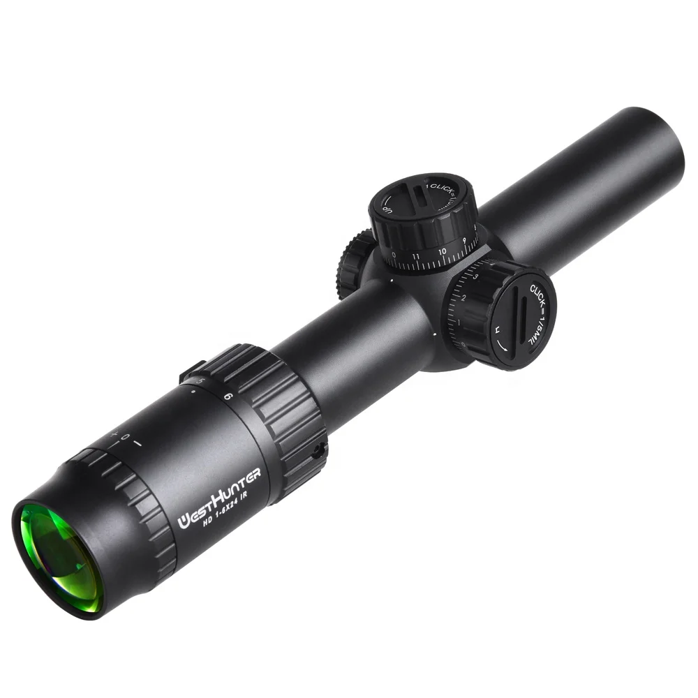 

High Quality Tactical Hunting Riflescope WESTHUNTER HD 1-6X24 IR Red Green Illuminated Compact Scope Air Gun Shooting Sights