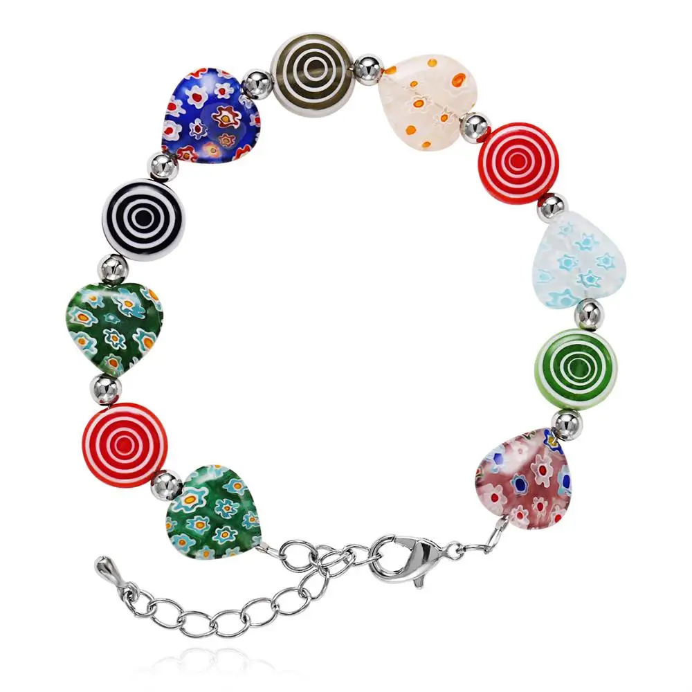 

2020 new Bead Millefiori Mixed Glass Colors Bracelet Stretch Venetian Sale Murano Lampwork Beaded pulseira feminina