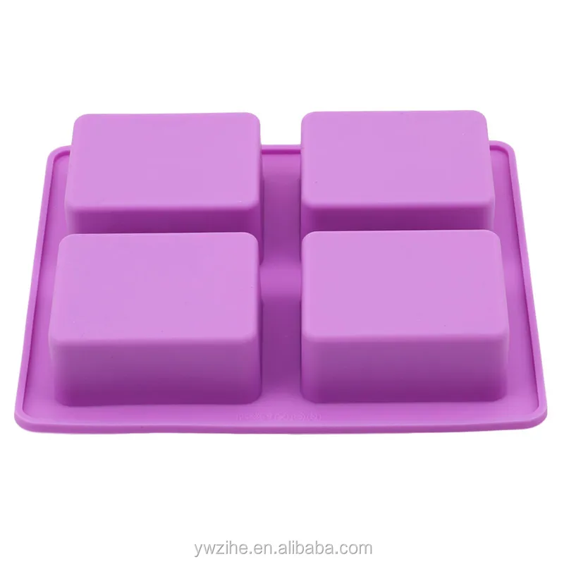 Purple Rectangular 4-Cavity Tree Pattern Silicone Soap Mold