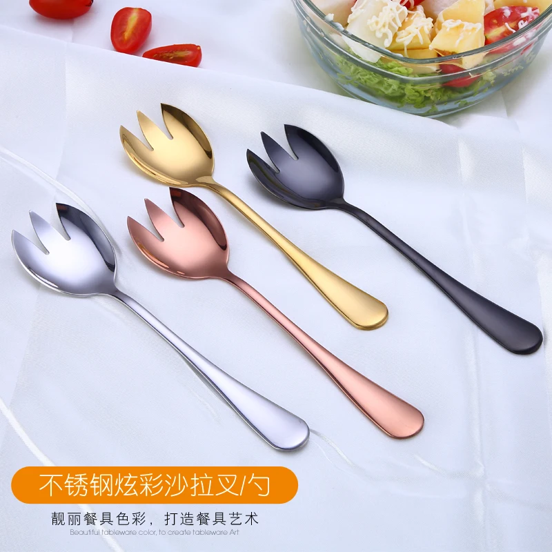 

Titanium Plated Stainless Steel Spork Dessert Fork Salad Spoon Fork Table Spoon Flatware, Silver/gold/rose gold/rainbow/black/blue