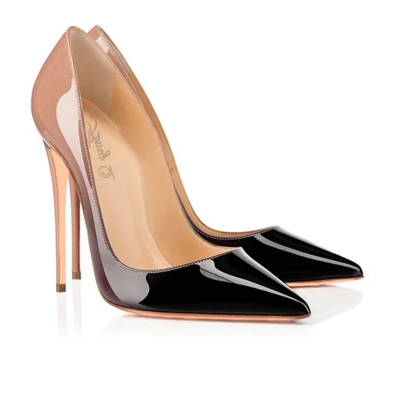 

2020 European 6color color gradual change ol office ladies women elegant wood look bling stilettos pump high heels