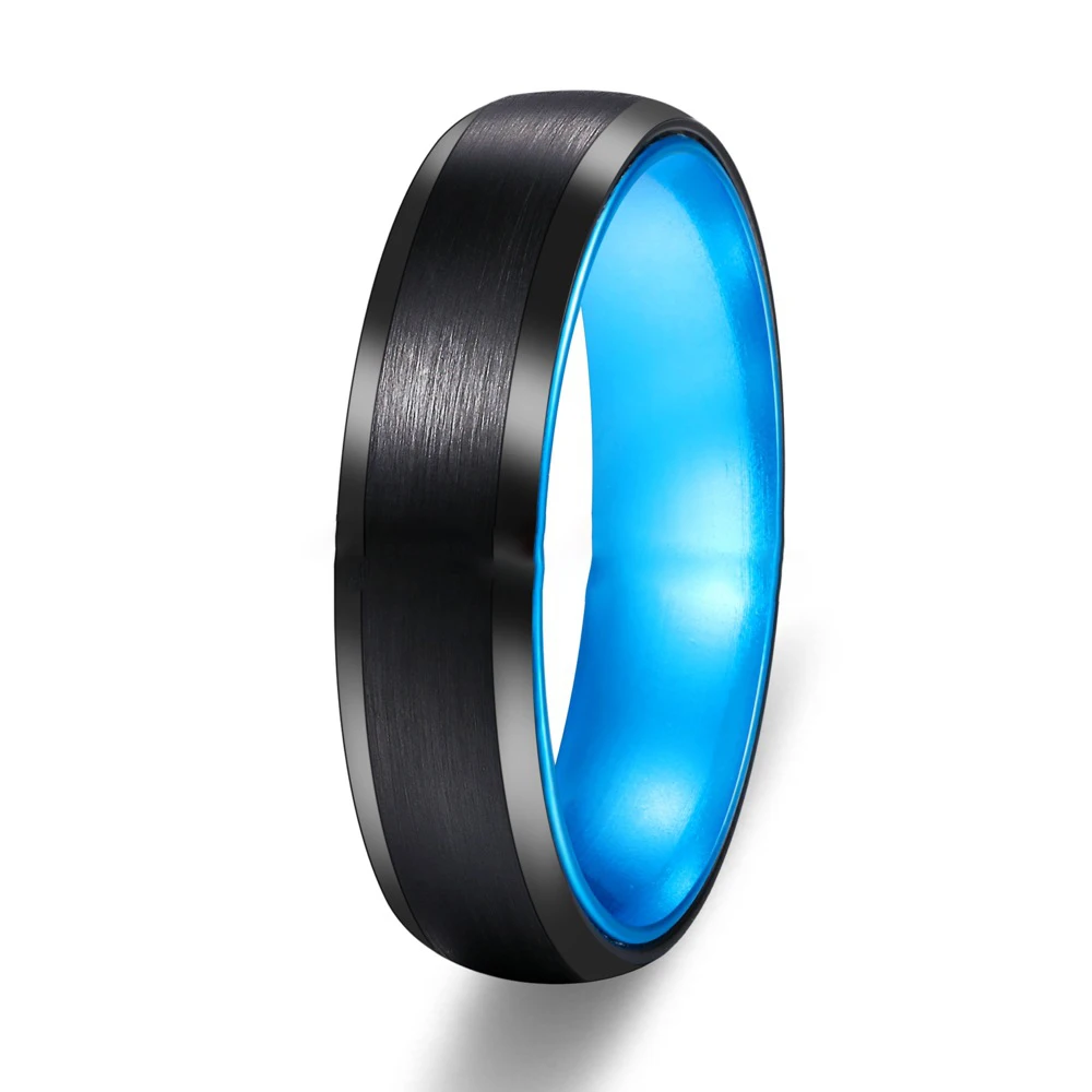 

Hot Sale Tungsten Steel Wedding Engagement Band Ring Blue 8mm Men Women Domed Brushed Polished Tungsten Carbide Ring