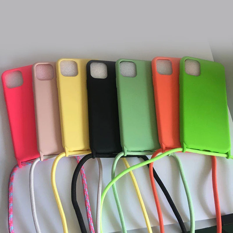 

New design crossbody silicone necklace Phone Case with lanyard strap, As show in pictures