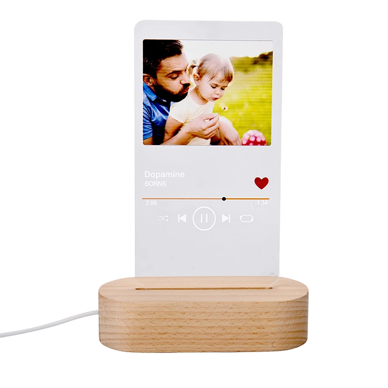 

Desktop Decorative Lights USB Acrylic Photo Frame Engraving Crystal Souvenir Personalized Custom Photo Frame Bedroom Decoration