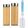 Eco-Friendly Promotional Gift Double Wall Stainless Steel Travel Thermos Insulated Bamboo Tea Tumbler With Infuser 400ml