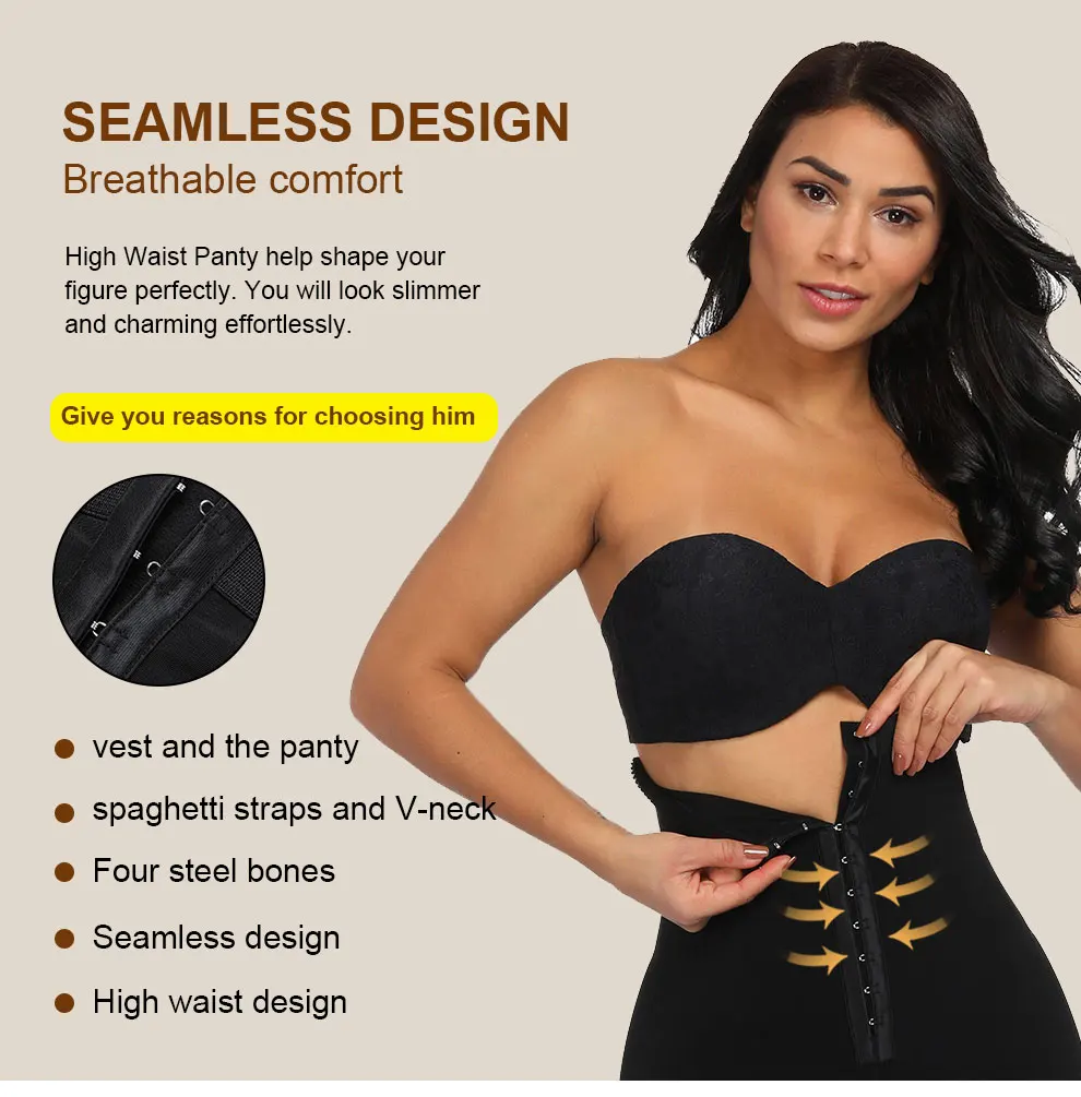 HEXIN Breasted Lace Butt Lifter High Waist Trainer Body Shapewear Women Slimming Plus Size Underwear With Tummy Control Panty