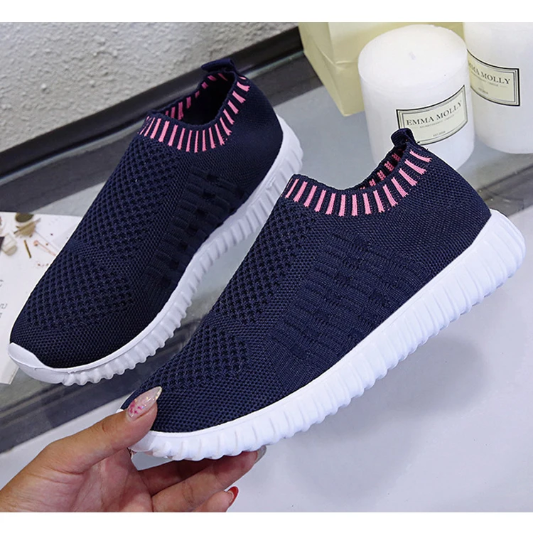 

Plus size unisex Sports running knit mesh sneakers casual shoes wholesale cheap womens shoes