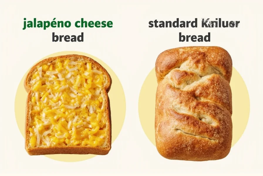 Comparison of Subway bread options showing jalapeño cheese bread next to standard Italian bread