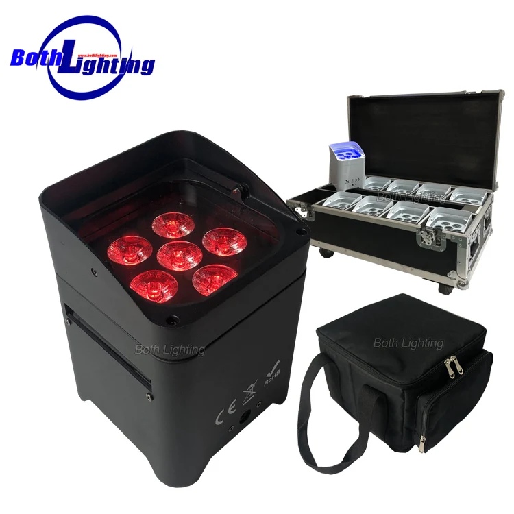 

battery powered par light wireless 6X18w 6in1 uplights rgbwauv light for disco, 16.7 million kinds of color change