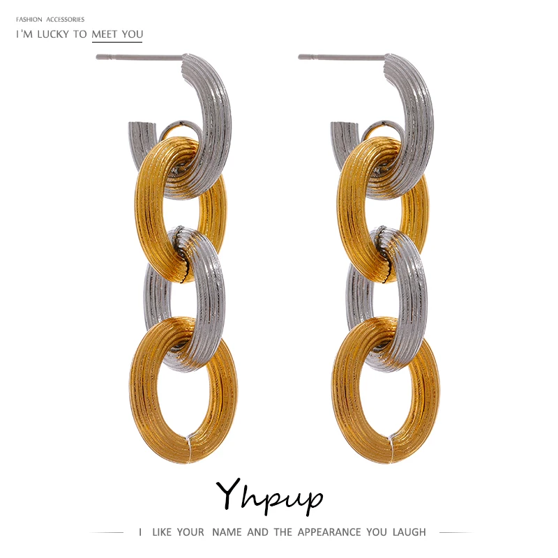 

JINYOU 1156 Double Color Stainless Steel Statement Jewelry Earrings Bracelet Bangle Thick Sets Waterproof Fashion
