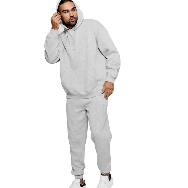 

Wholesale Custom Cheap 100% Cotton Oversized Tracksuits Loose Fit High Quality Plain Men Jogger Tracksuit Sets