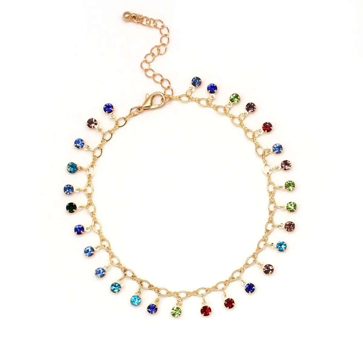 

European and American accessories crystal micro inlaid color diamond ankle chain creative beach personality versatile ankle