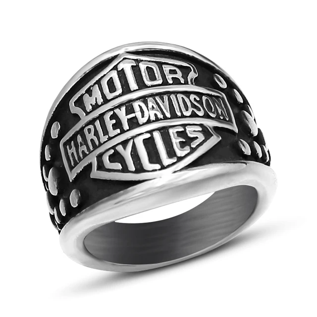 

Punk style popular jewelry 316L stainless steel casting Harley domineering ring wholesale for men, Black silver