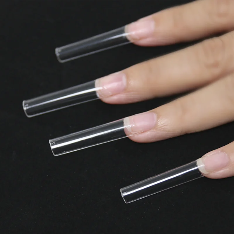 

Wholesales Extra long square straight Artificial Fingernail tips xxxl C curved nail tips, Clear.nature