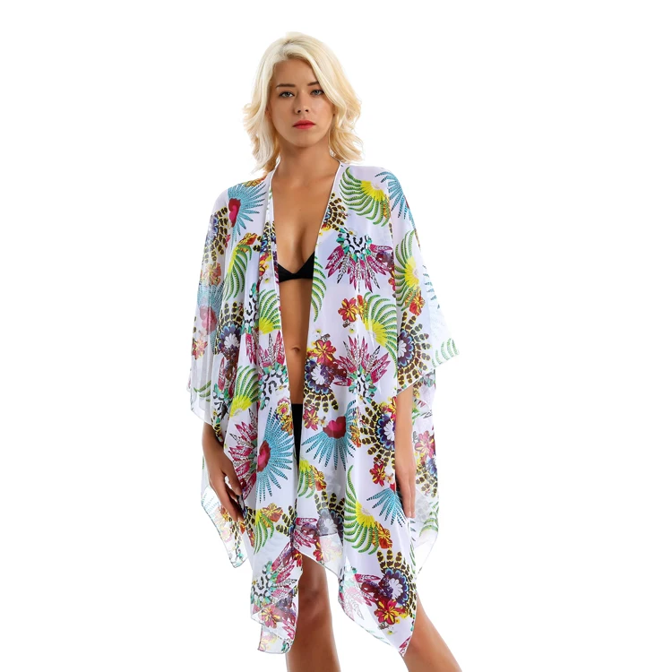 

MIO Wholesale Sexy Hawaii Style Blouse Cheap Beach Polyester Cardigan Kimono Summer Cover Up