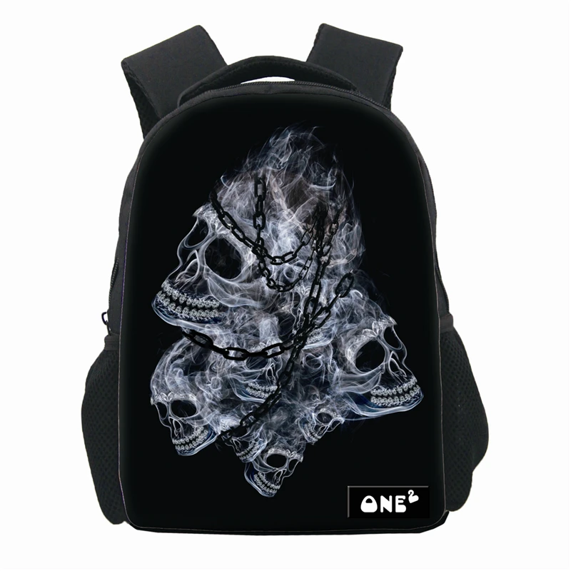 

Skull design print mini school bag large capacity lightweight school book bag fit for student washable comfortable padded, Customized