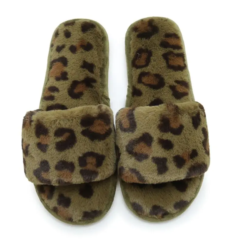 

Drop shipping Cute leopard plush women slippers house indoor or outdoor slippers, Beige, coffee, pink, army green