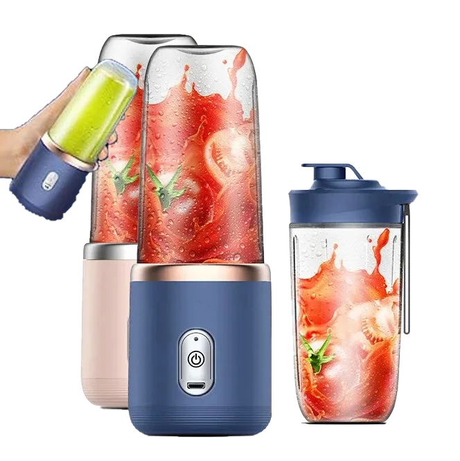

Best selling Household kitchen use 6 Blades 400ML Rechargeable Fruit Juicer Electric Mini Hand Portable Blender
