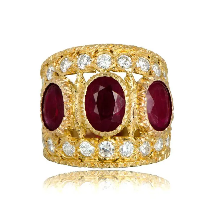 

KYRA0582 Fashion Jewelry 18k Gold Plated Red 3A Zircon Ring for women