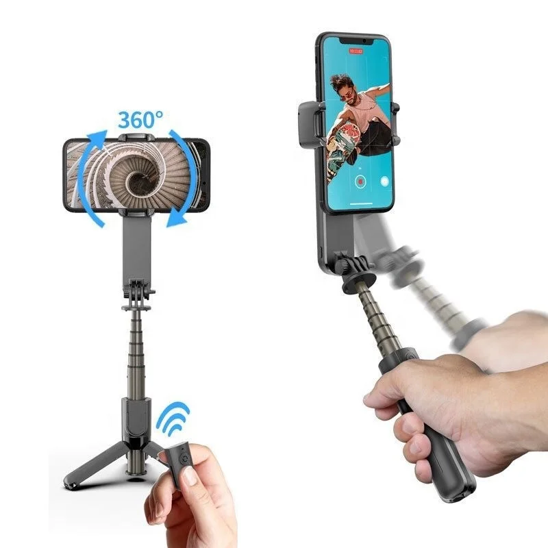 

L09 Foldable Wireless Bluetooths Remote Mobile Phone Gimbal Stabilizer 360 Rotation Smart Monopod Selfie Stick Tripod