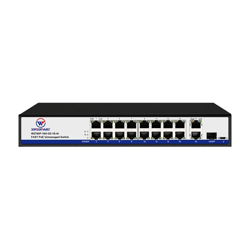 

100m 16 port 250m poe switch with 2 gigabit rj45 1 uplink SFP 48v ip camera